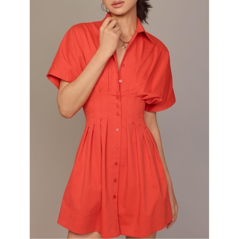 Anthropologie Exquise The Tobie Button-Front Pleated Shirt Dress Mini Edition 3X